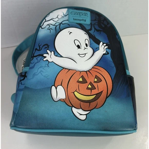Loungefly Casper The Friendly Ghost Pumpkin Costume Mini Backpack Dark Forest - Picture 2 of 16